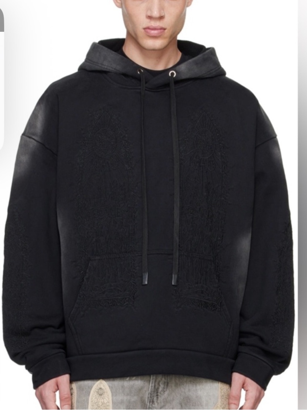 WHO DECIDES WAR Men's Black Embroidered Pullover Hoodie